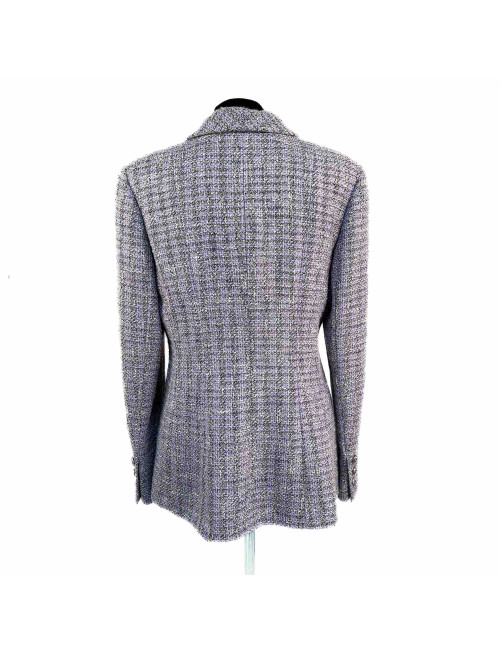 Veste CHANEL 2016 tweed violet et argent t42