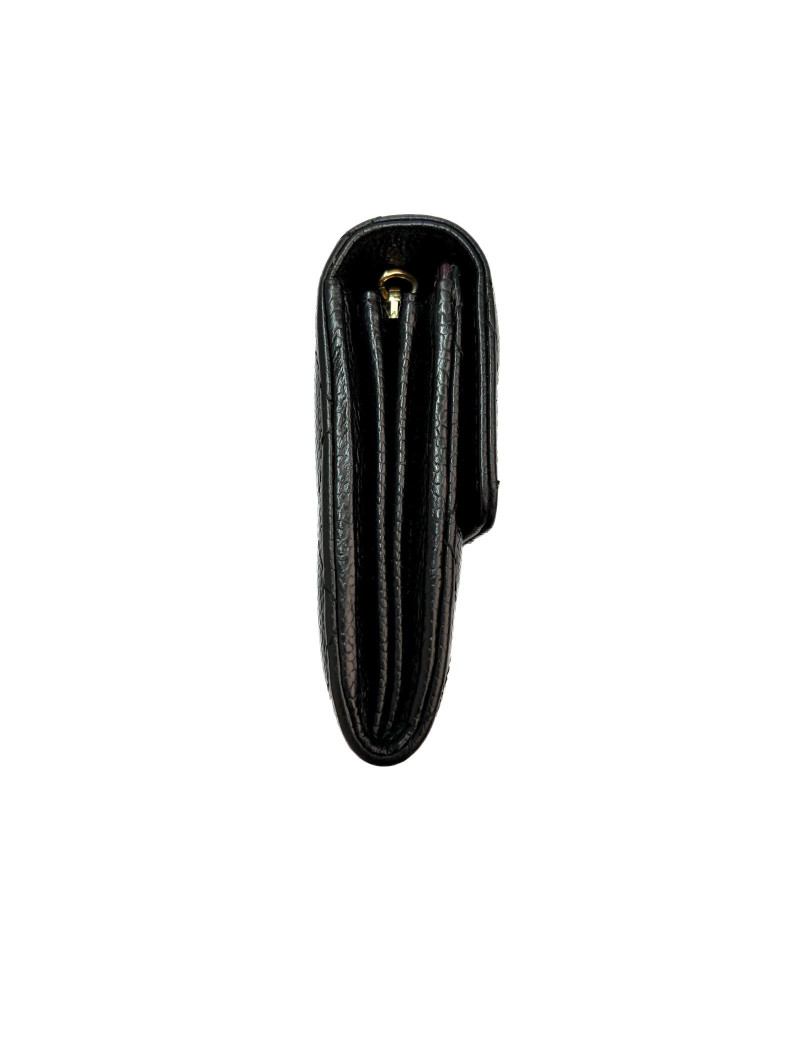 Portefeuille CHANEL cuir grainé noir