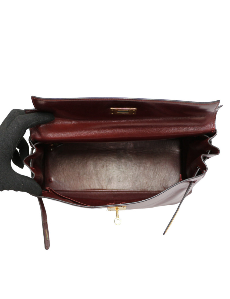 Sac HERMES Kelly 32 rouge H Vintage