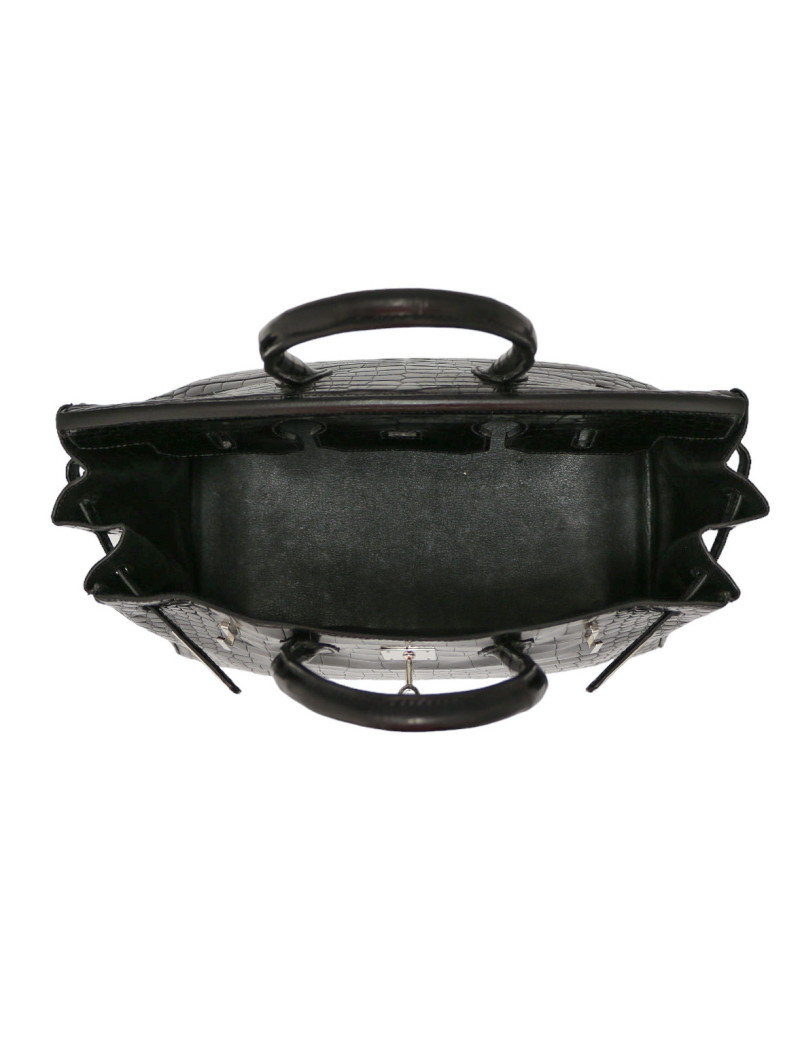 Sac HERMES Birkin 35 croco Porosus noir