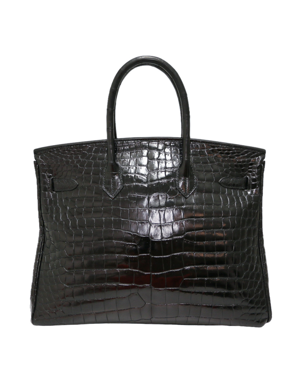 Sac HERMES Birkin 35 croco Porosus noir