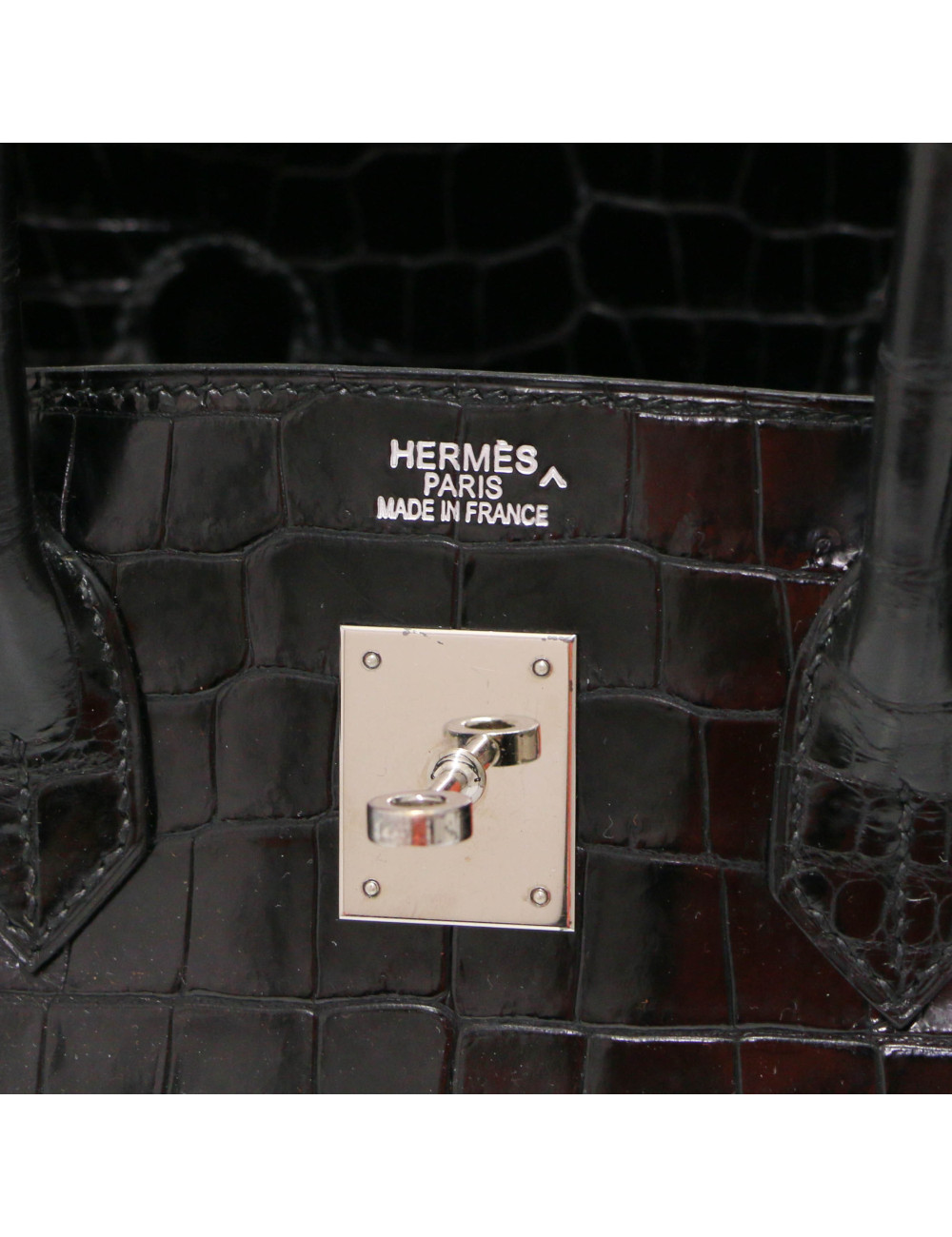 Sac HERMES Birkin 35 croco Porosus noir