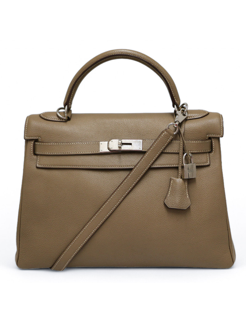 Sac Kelly 32 étoupe HERMES retourné