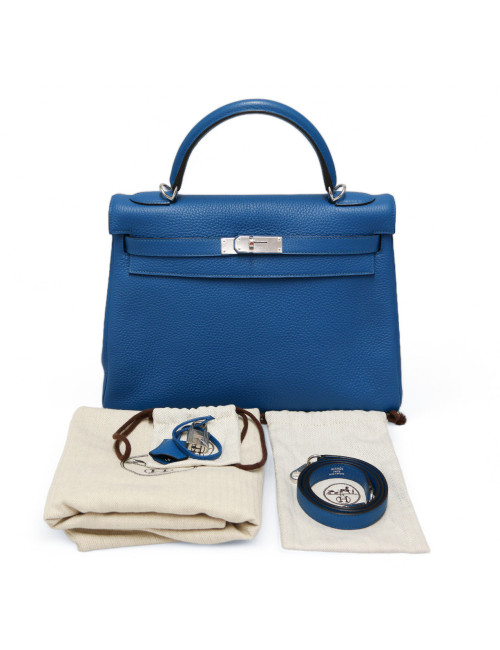 Hermès Kelly 32 retourné blue