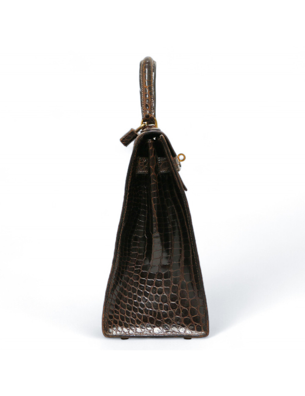 Sac HERMES Kelly 32 porosus marron Vintage