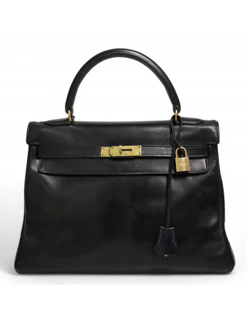 Kelly HERMES 32 cuir boxx bleu Vintage