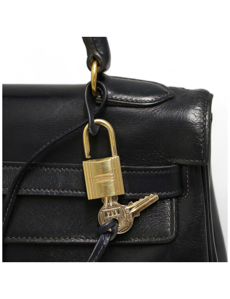 Kelly HERMES 32 cuir boxx bleu Vintage