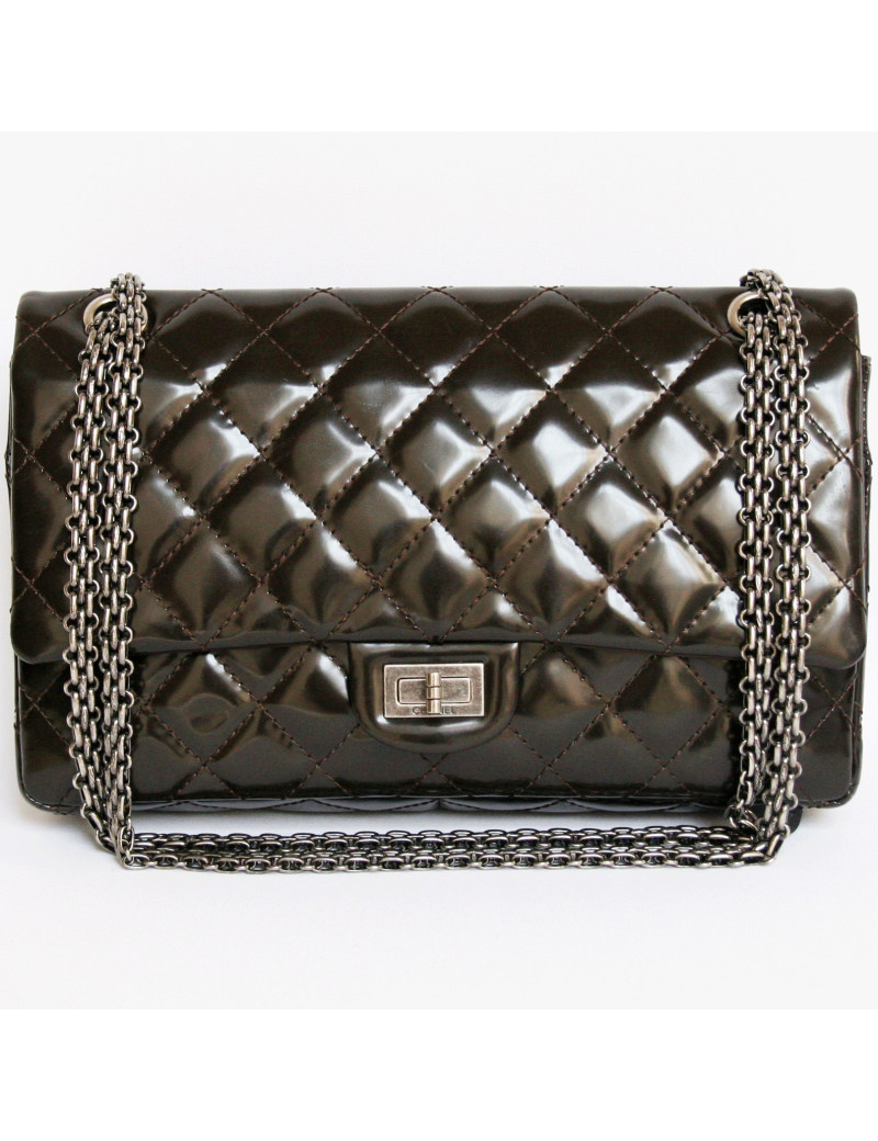 sac 2.55 CHANEL marron verni 