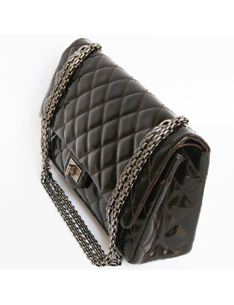 sac 2.55 CHANEL marron verni 