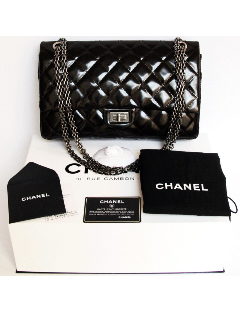 sac 2.55 CHANEL marron verni 