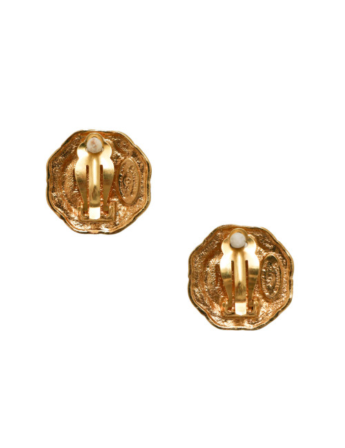 Clips vintage pâte de verre saphir CHANEL