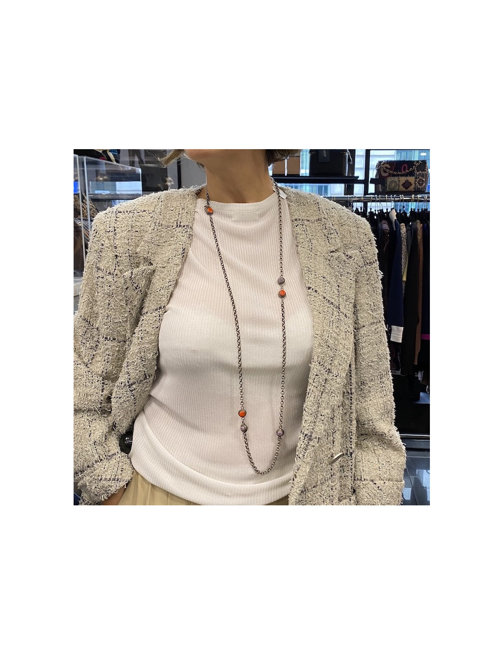 Collier Marguerite de Valois chaîne argent vieilli