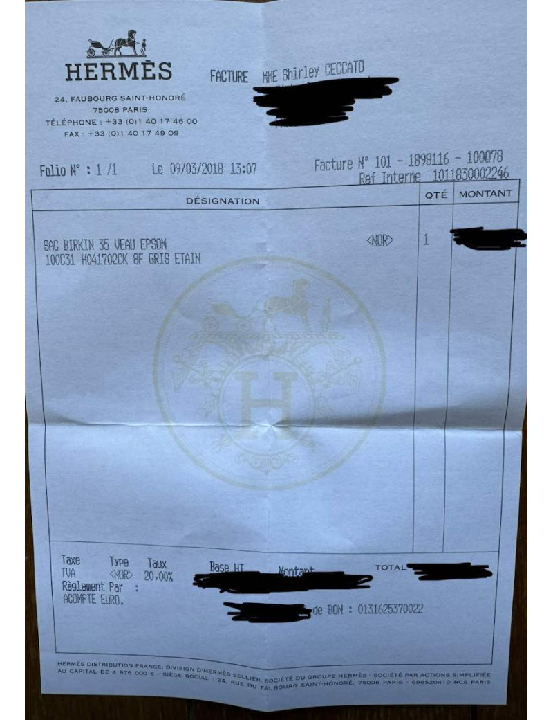 Birkin 35 HERMES Epsom gris Etain
