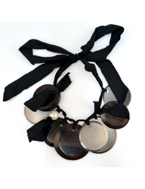 LANVIN necklace in metal and ebony