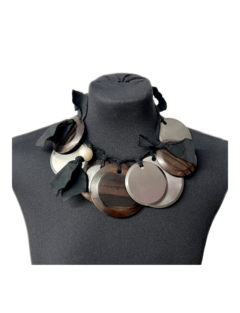LANVIN metal and ebony necklace
