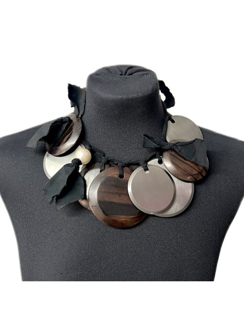 LANVIN metal and ebony necklace