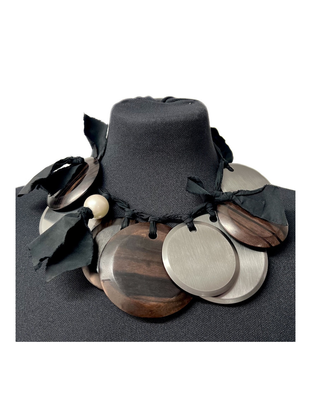 Collier LANVIN en métal et ébène