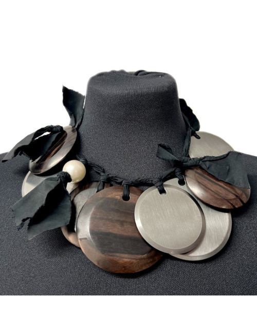 LANVIN metal and ebony necklace