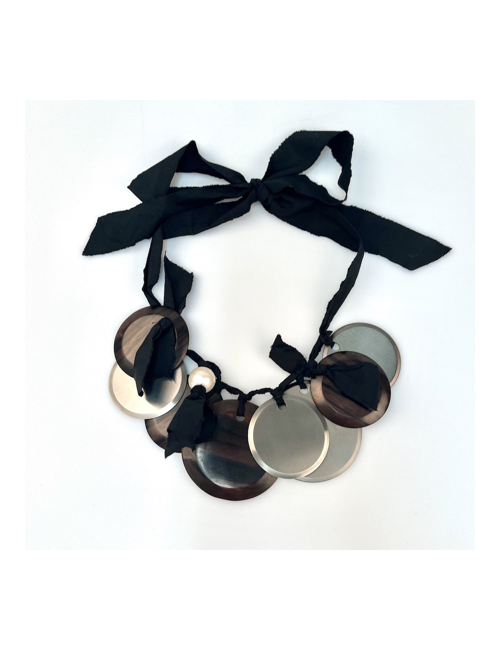 Collier LANVIN en métal et ébène