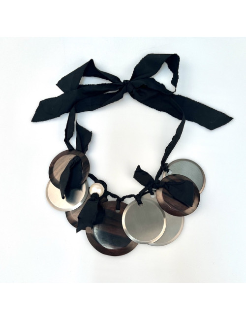 LANVIN metal and ebony necklace