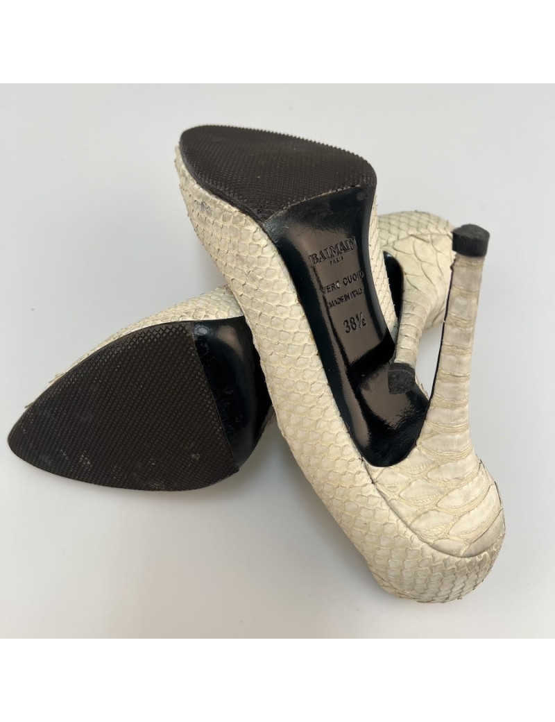 Escarpins en python blanc BALMAIN T38,5