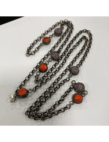 Collier Marguerite de Valois chaîne argent vieilli 2