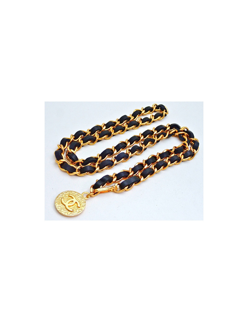 Ceinture chaine et cuir CHANEL