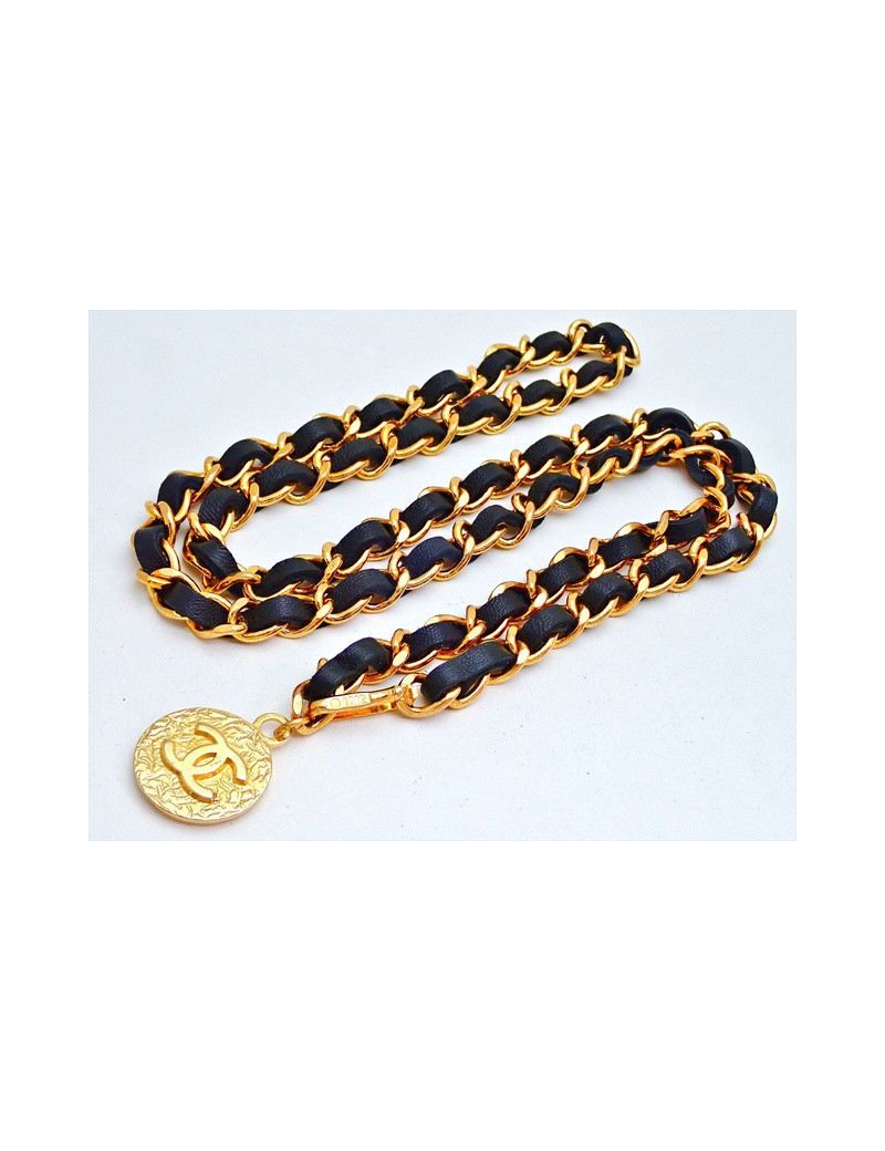Ceinture chaine et cuir CHANEL