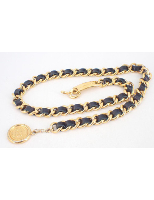 Ceinture CHANEL vintage chaine et cuir