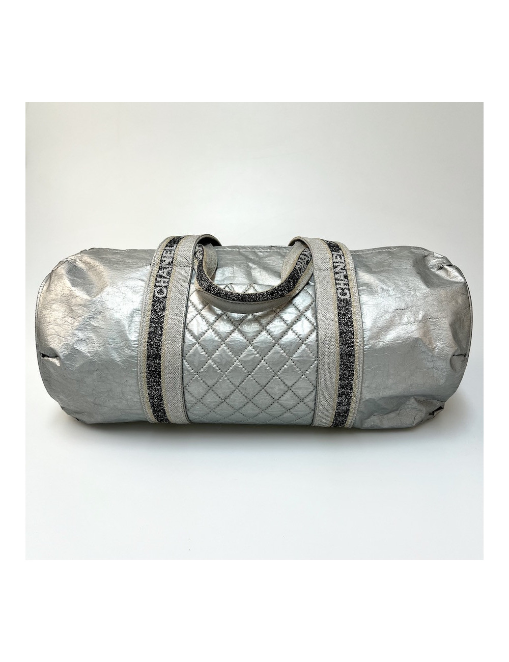 Sac Bowling CHANEL plastique argent