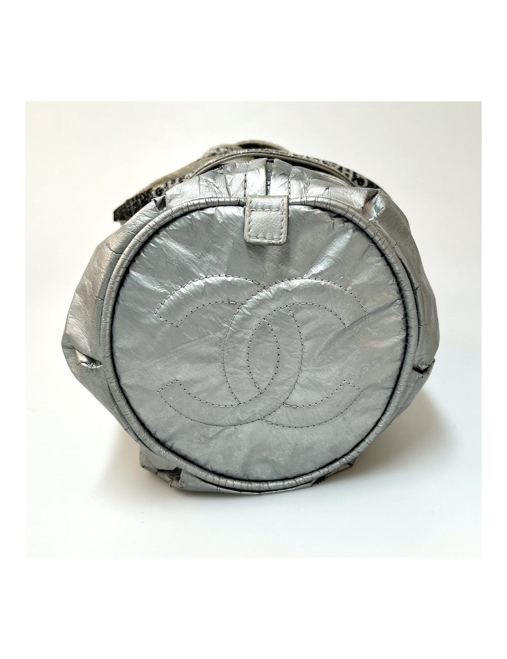 Sac Bowling CHANEL plastique argent