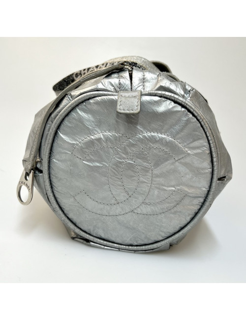 Sac Bowling CHANEL plastique argent