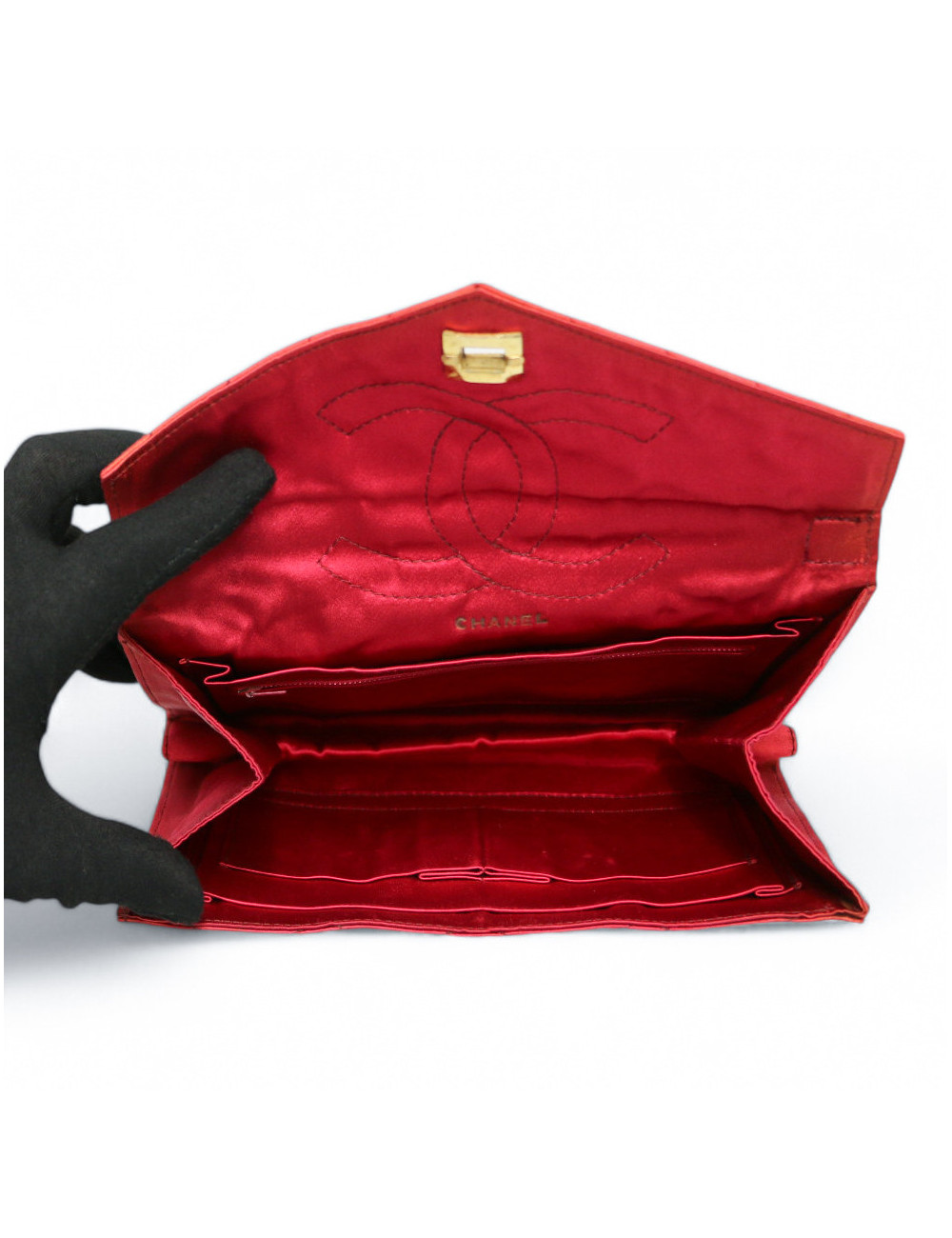 Mini sac du soir CHANEL satin rouge Vintage