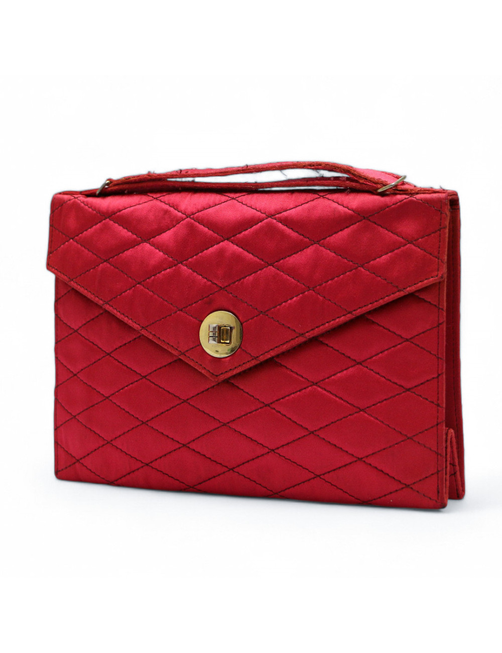 Mini sac du soir CHANEL satin rouge Vintage