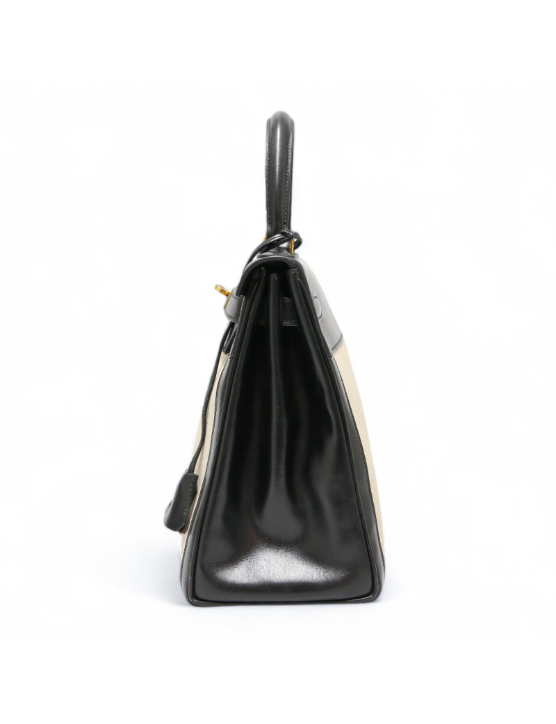 Kelly 28 toile et cuir vintage HERMES