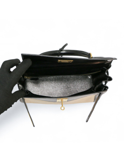 Kelly 28 toile et cuir vintage HERMES