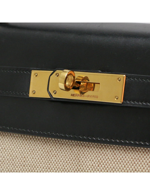 Kelly 28 toile et cuir vintage HERMES
