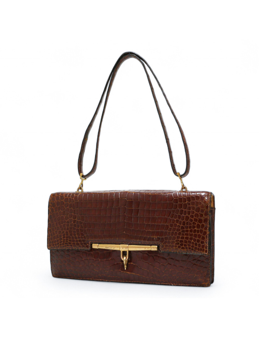 Sac Palonnier HERMES crocodile havane