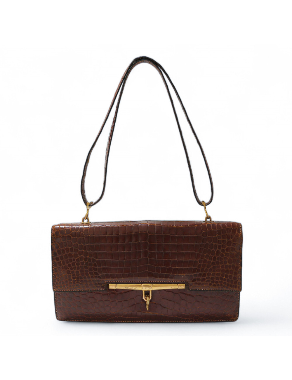 Sac Palonnier HERMES crocodile havane