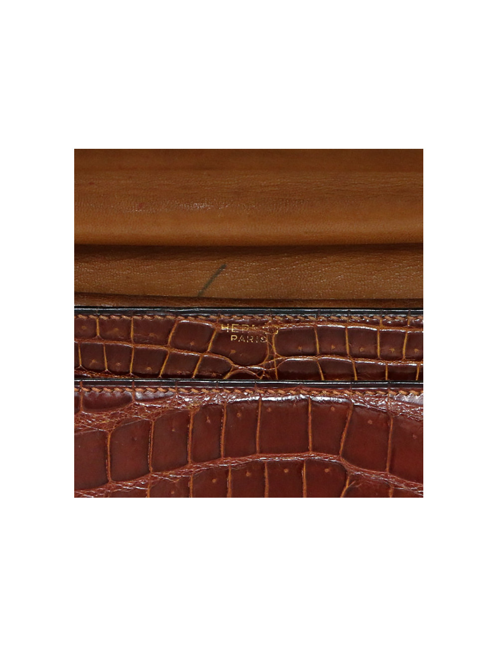 Sac Palonnier HERMES crocodile havane