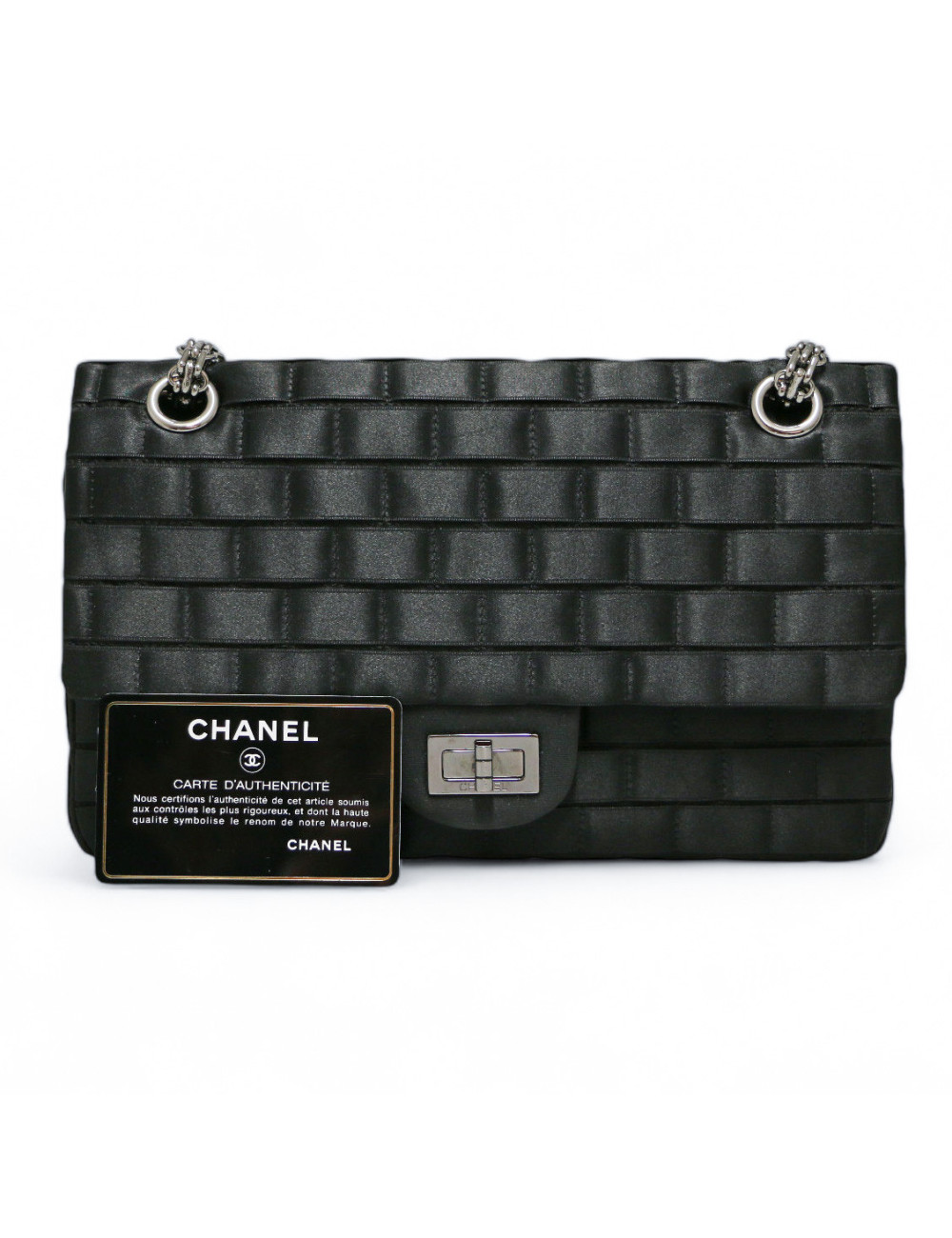 2.55 CHANEL satin noir all black