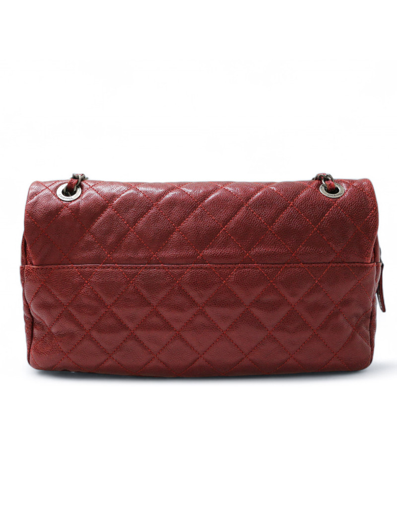 Sac CHANEL cuir grainé souple bordeaux