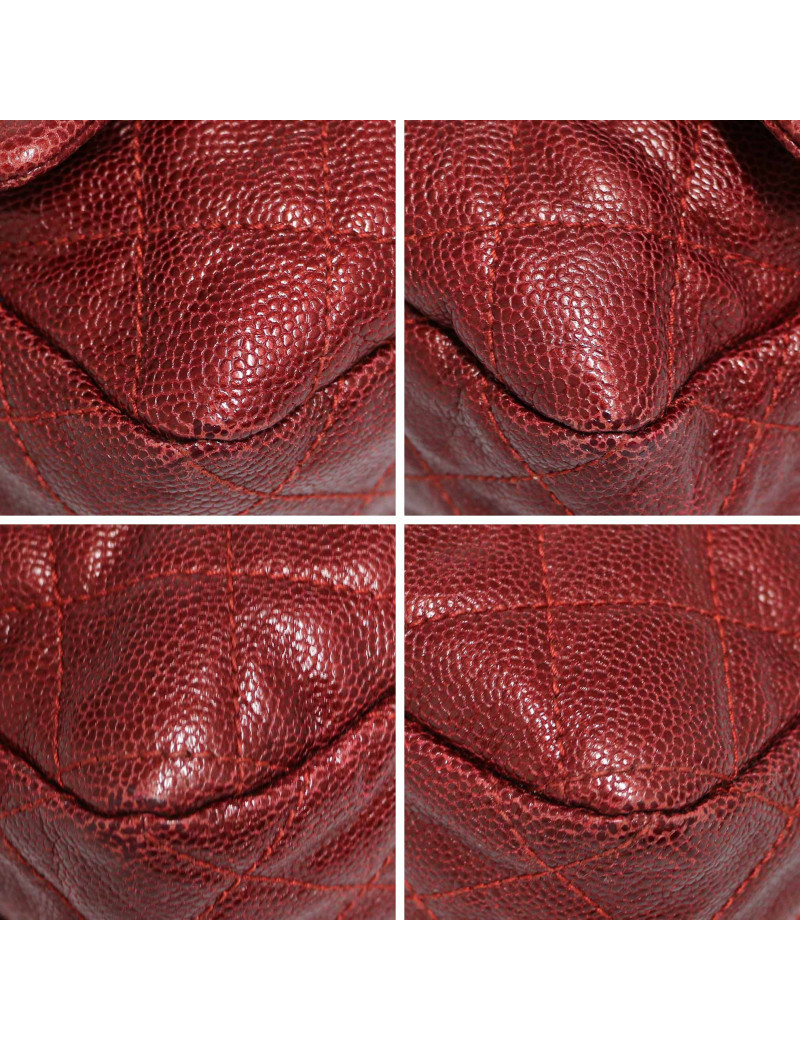 Sac CHANEL cuir grainé souple bordeaux