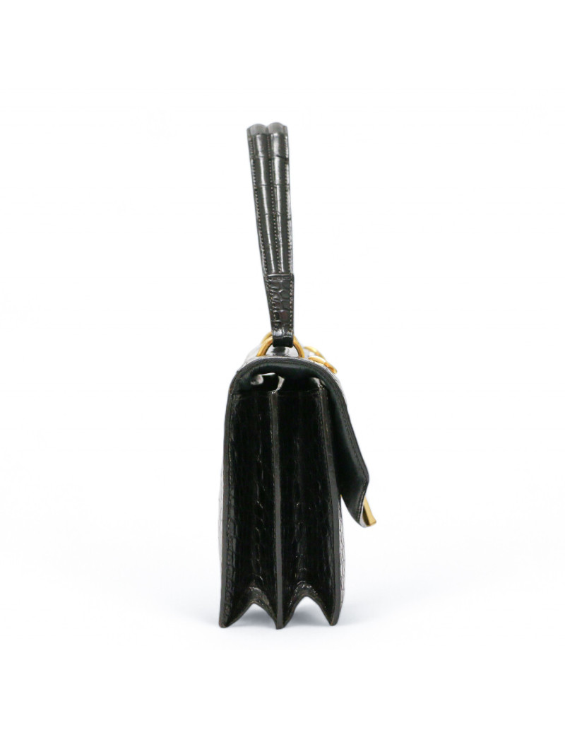 Sac Clou HERMES crocodile noir Vintage