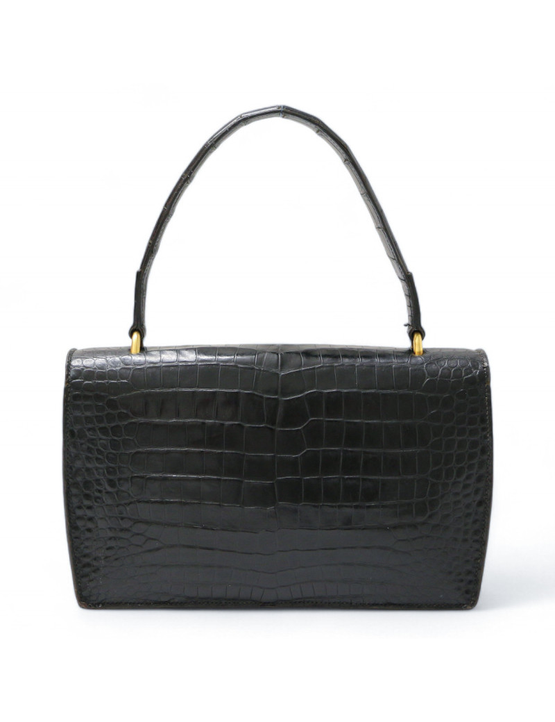 Sac Clou HERMES crocodile noir Vintage