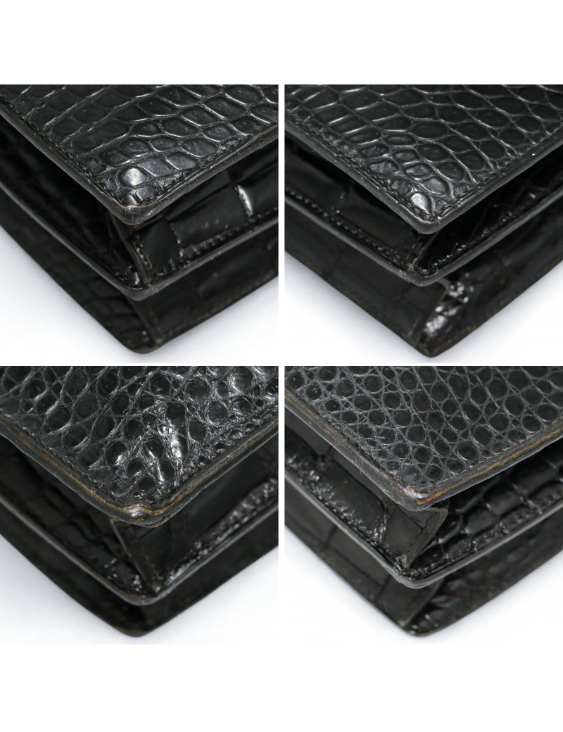 Sac Clou HERMES crocodile noir Vintage