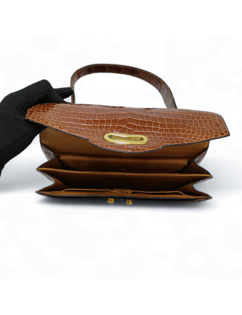 Sac à main Courbet HERMES crocodile Porosus
