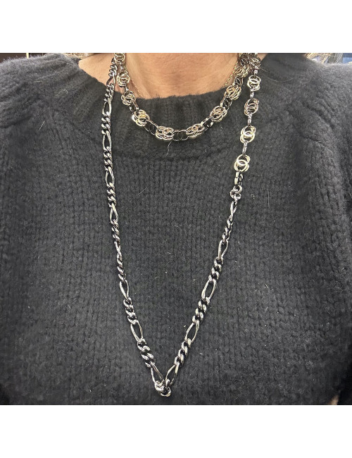 Long Sautoir bicolore CC CHANEL RUTHENIUM ET DORÉ