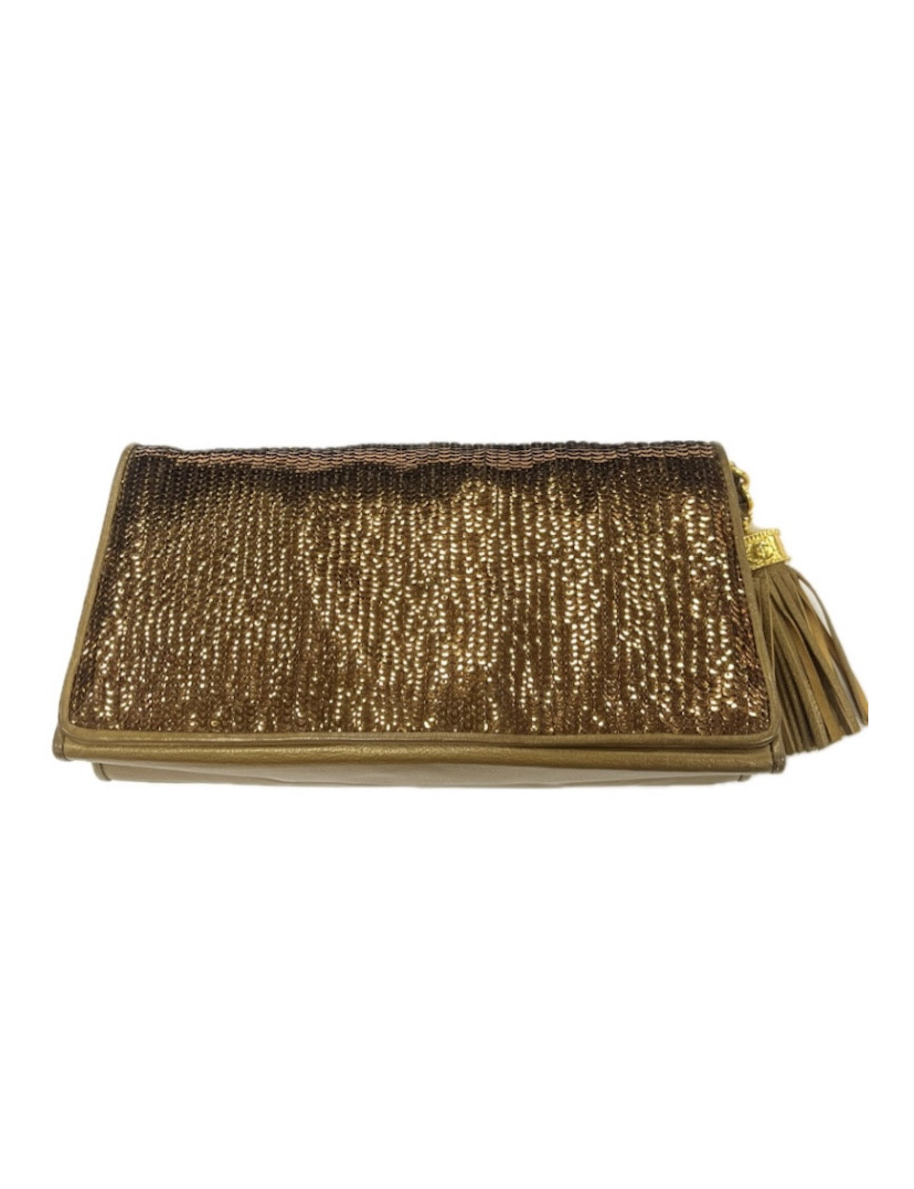 CHANEL evening clutch in golden brown moire sequins