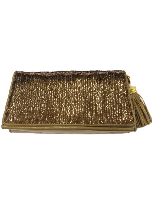 CHANEL evening clutch in golden brown moire sequins